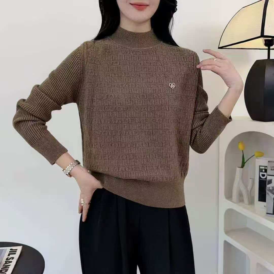 阿悄家 冬季新款 半高领宽松圆领打底衫#026