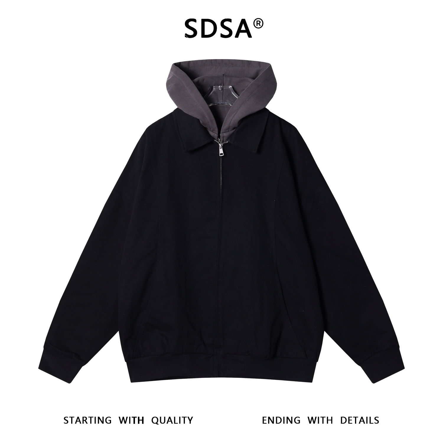 SDSA男士秋冬新款痞帅男装韩版拼接假两件夹克外套开衫时尚上衣