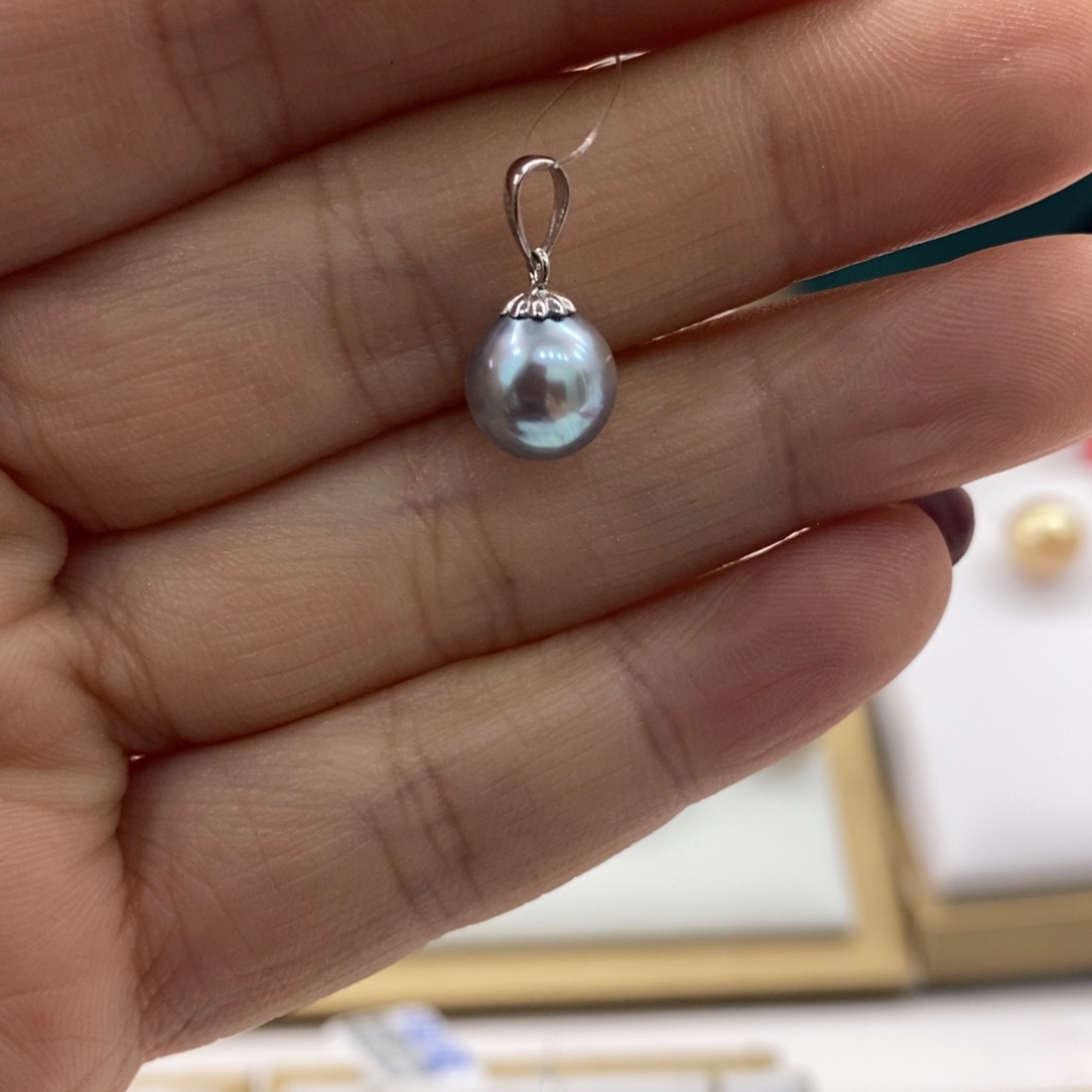 海水珍珠颈饰18K金镶嵌8-9m m