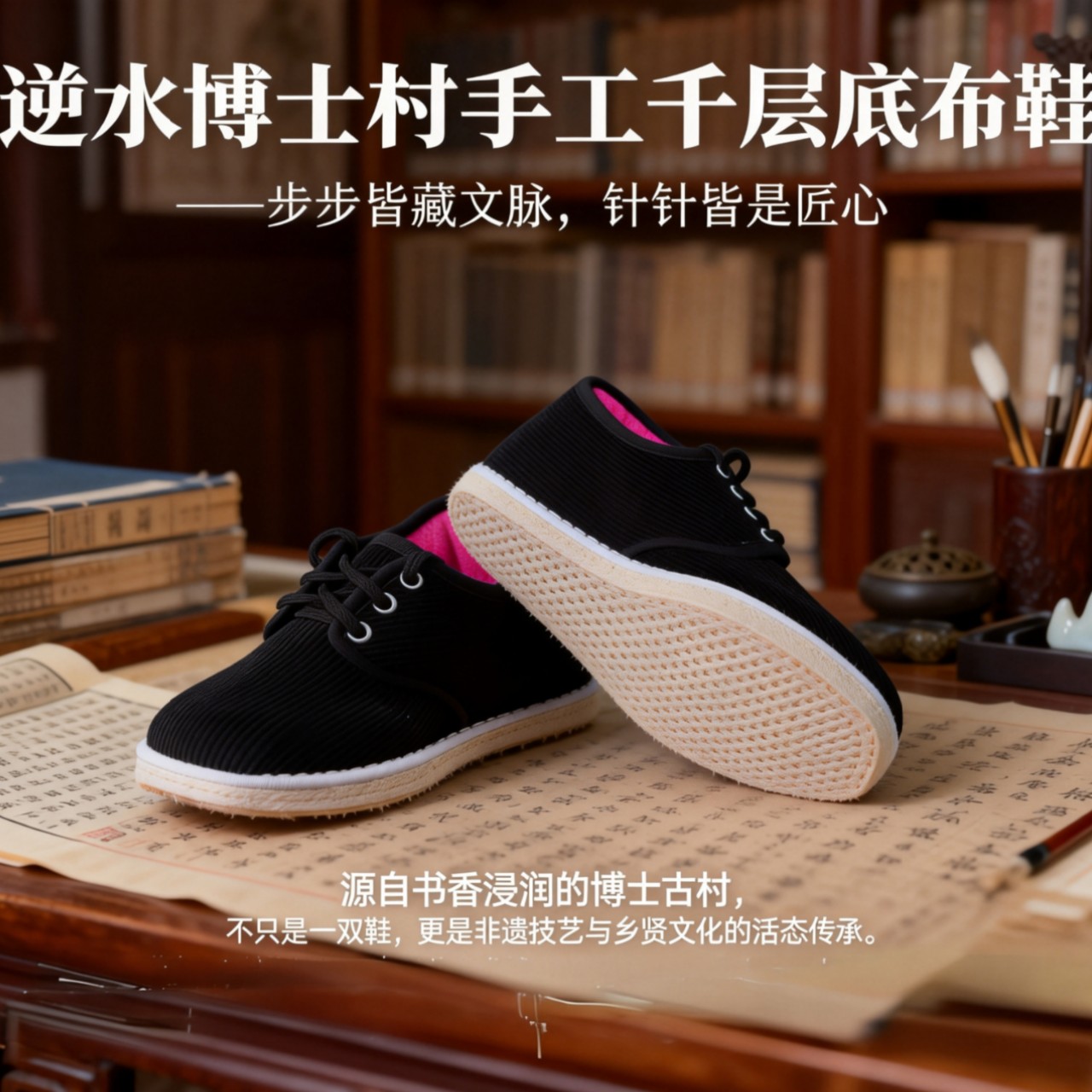 手工千层底加绒防滑保暖布鞋男女冬款灯芯绒面料纯手工