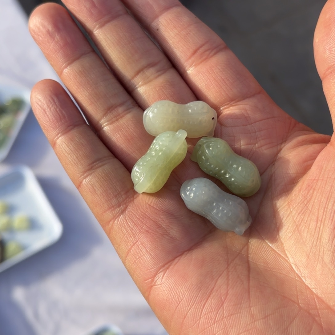 和田玉花生25尺寸未镶嵌拍一发一