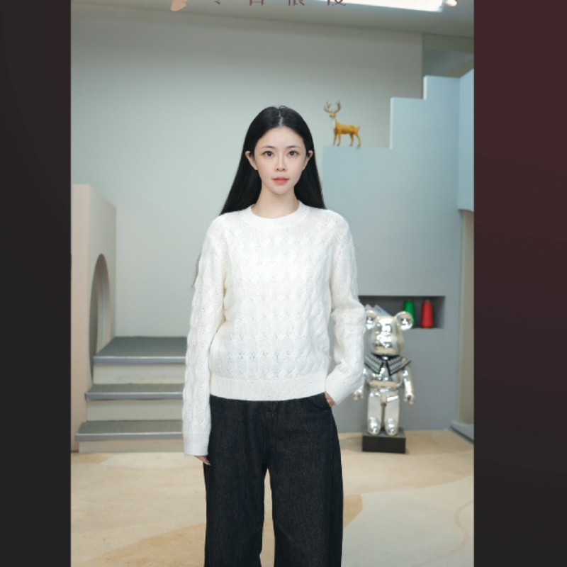 圆领加厚针织长袖套头打底衫女内搭毛衣
