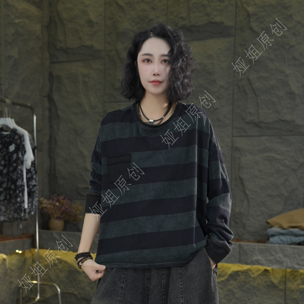 G31 秋季新款长袖圆领卫衣慵懒风女装宽松休闲长袖大版秋款