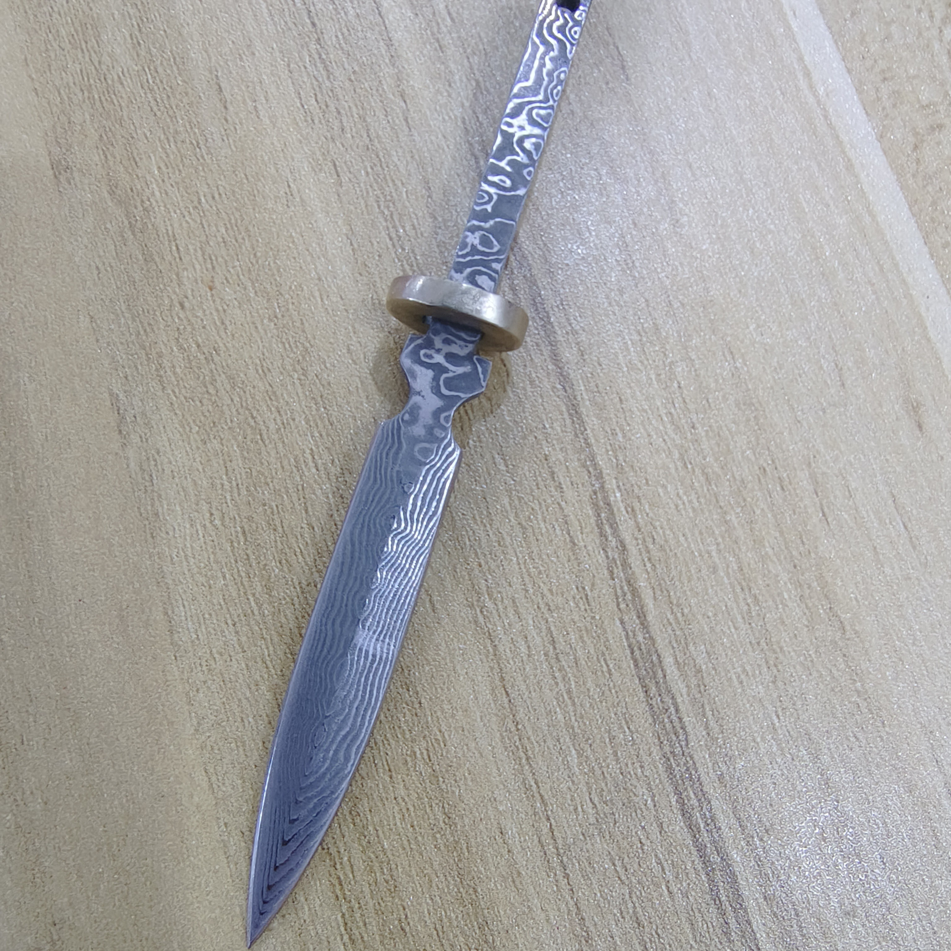 大马士革钢手工DIY茶刀坯6号一体茶针坯