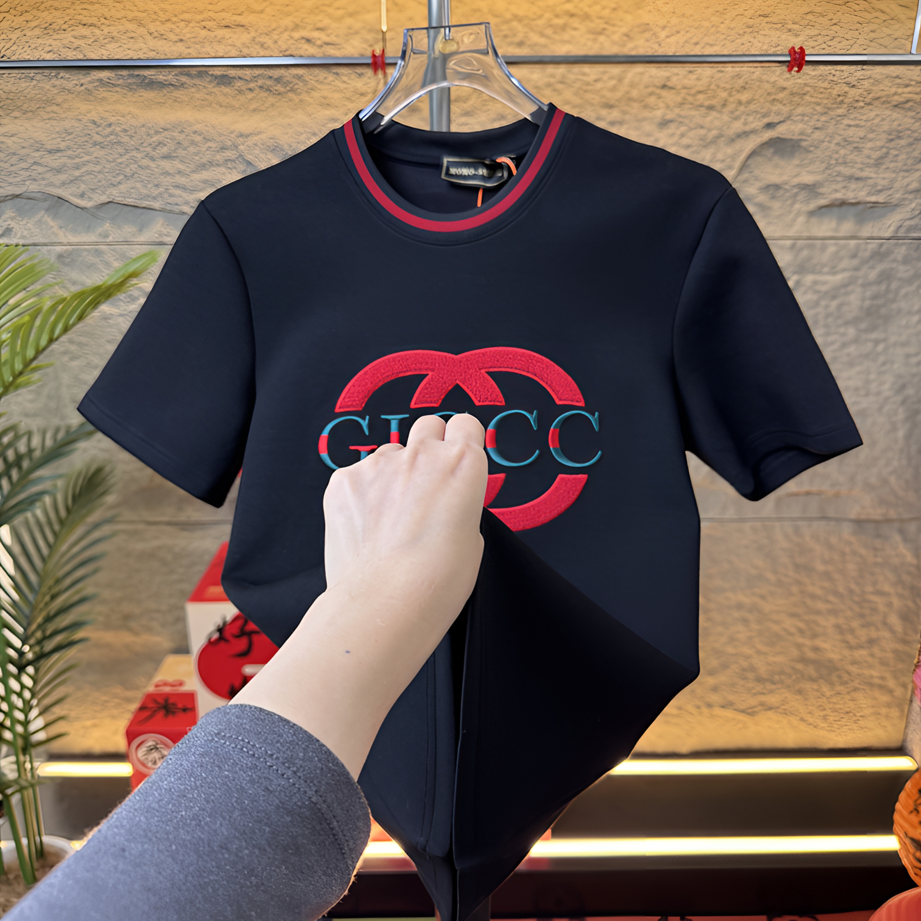 【顺丰包邮】男士重磅圆领修身刺绣T恤休闲半袖百搭时尚短袖9081