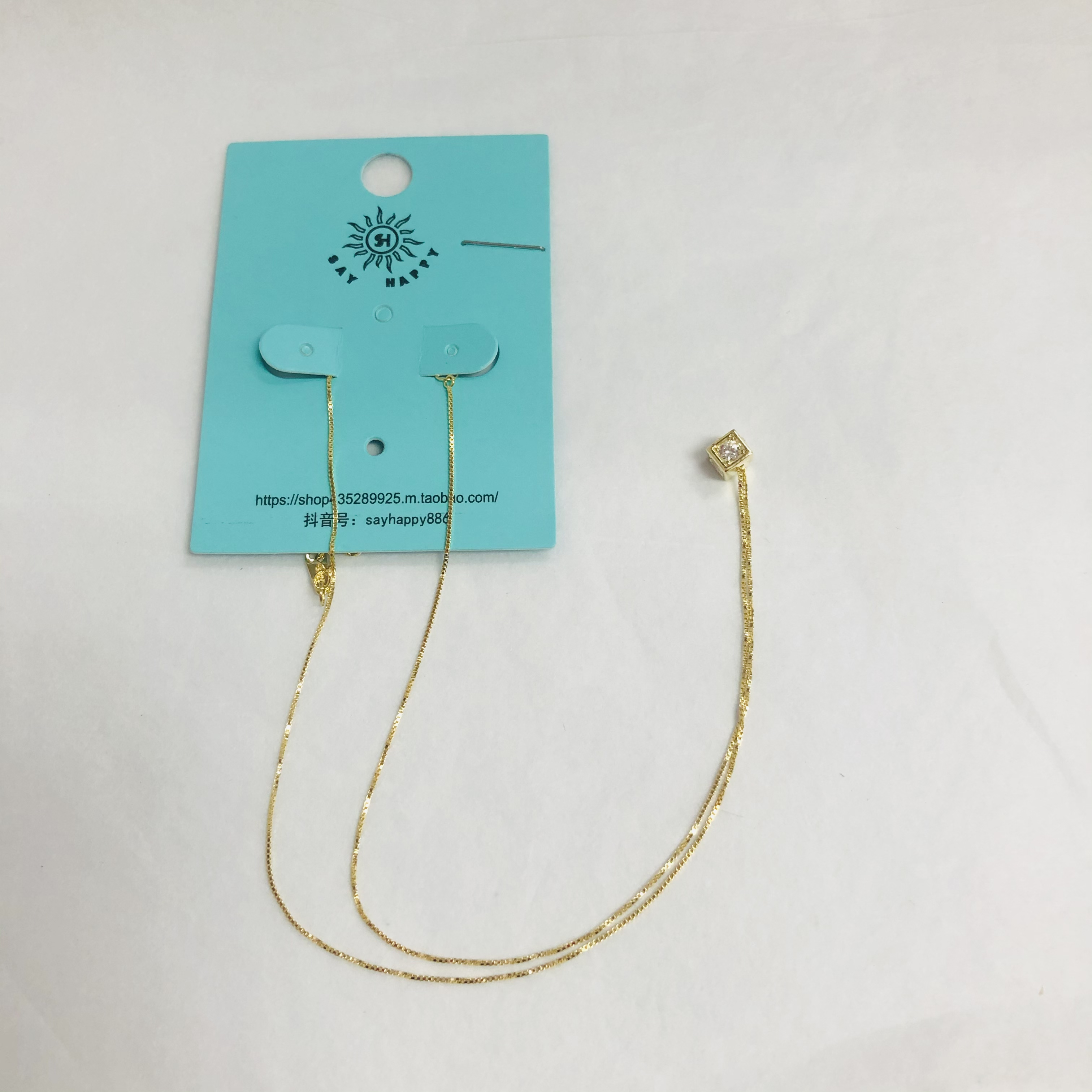 合金合成锆石吊坠 正方体吊坠项链