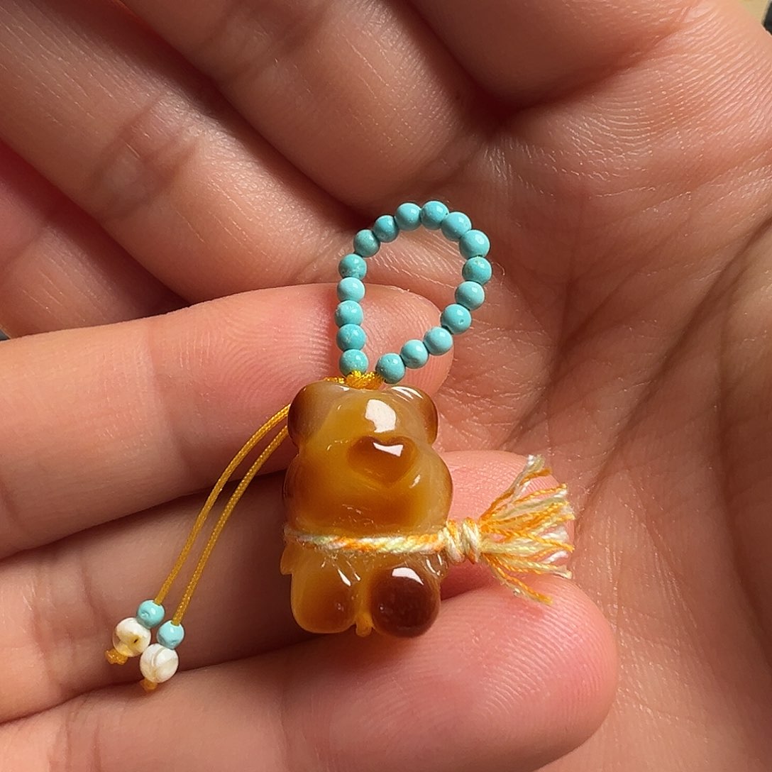 蜜蜡颈饰未镶嵌小熊提溜