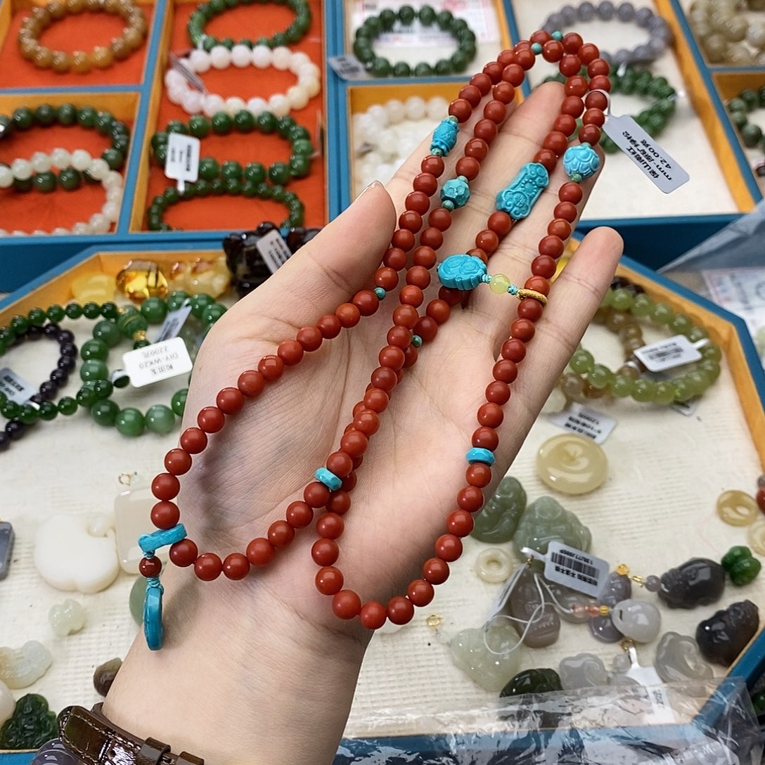 南红玛瑙未镶嵌手链w24保山南红锦红6mm