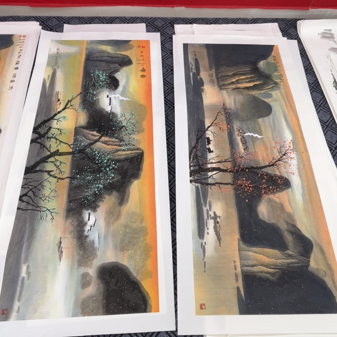 文***旅国画小六尺山水作品两幅m