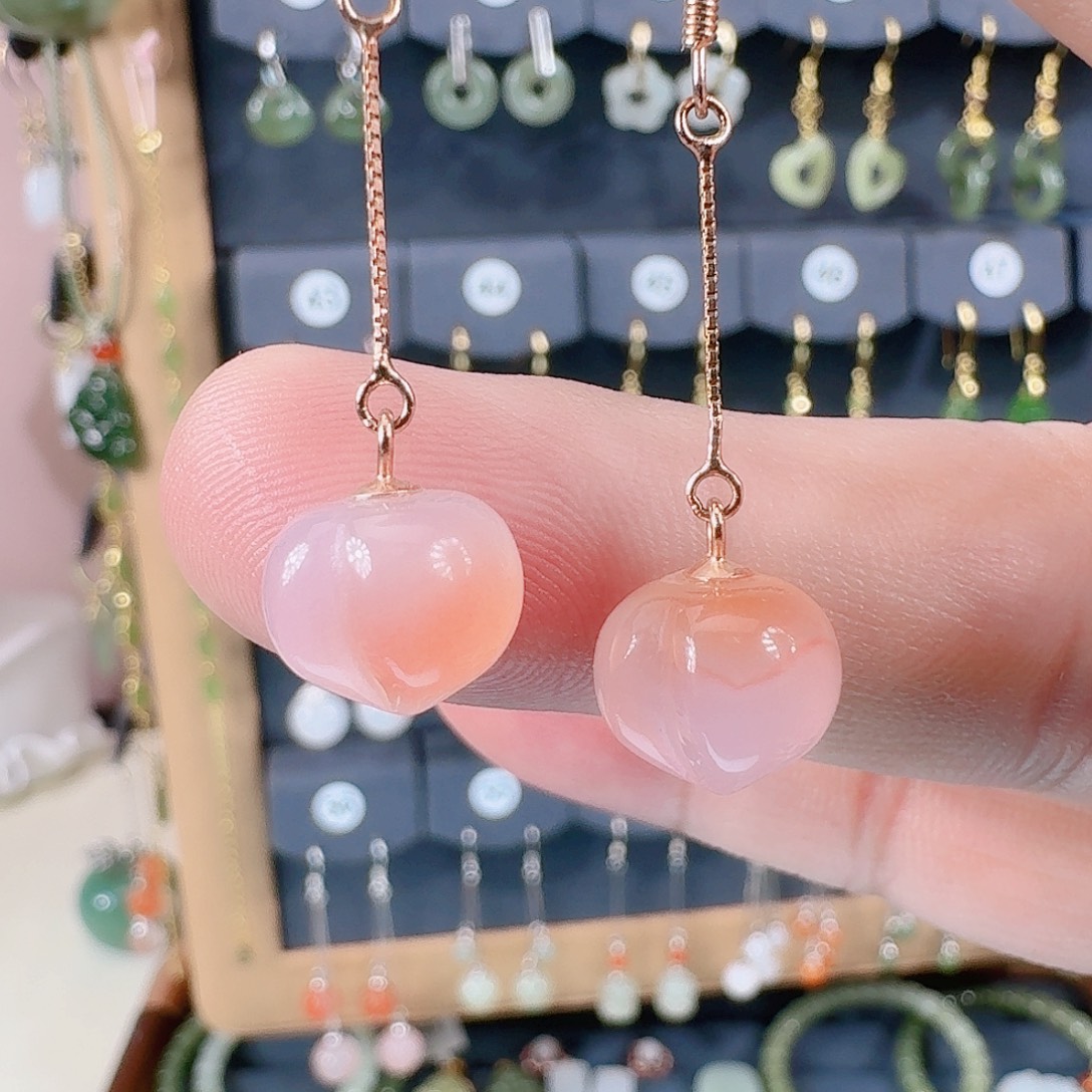 小***_玛瑙/玉髓银S925镶嵌耳饰