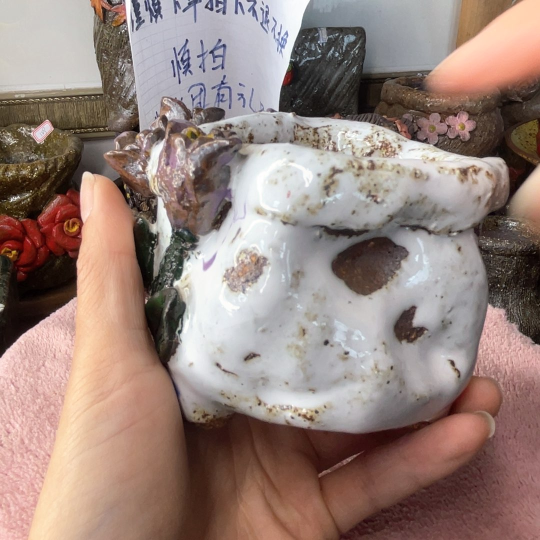 红陶粗砂陶手工花盆