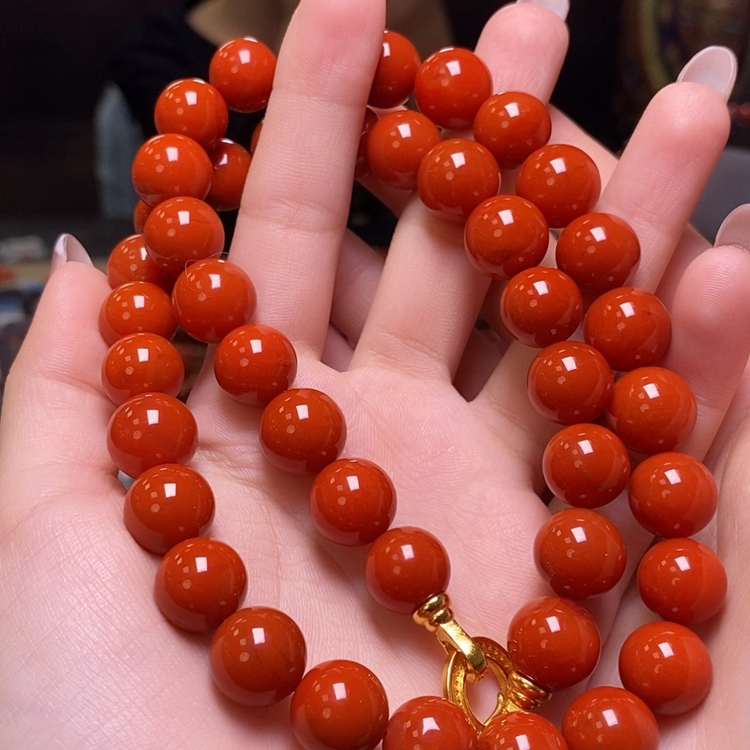 南红玛瑙妈妈链银S925镶嵌秀**中12mm