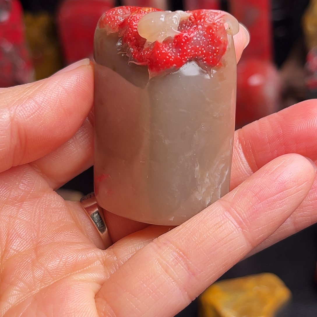 昌化石印石鸡血石随形章