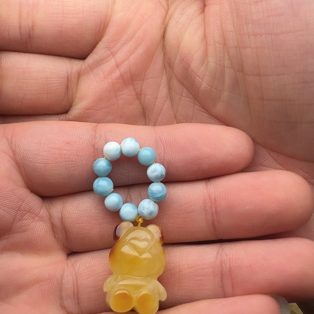 蜜蜡未镶嵌颈饰小熊（打孔不退换）
