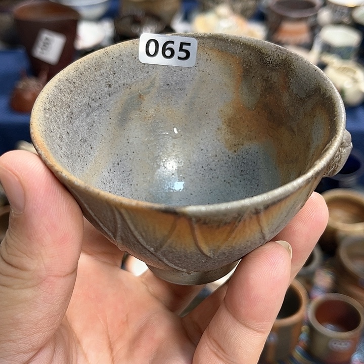 荷叶螃蟹杯子065陶瓷柴烧杯斗笠杯主人杯手工
