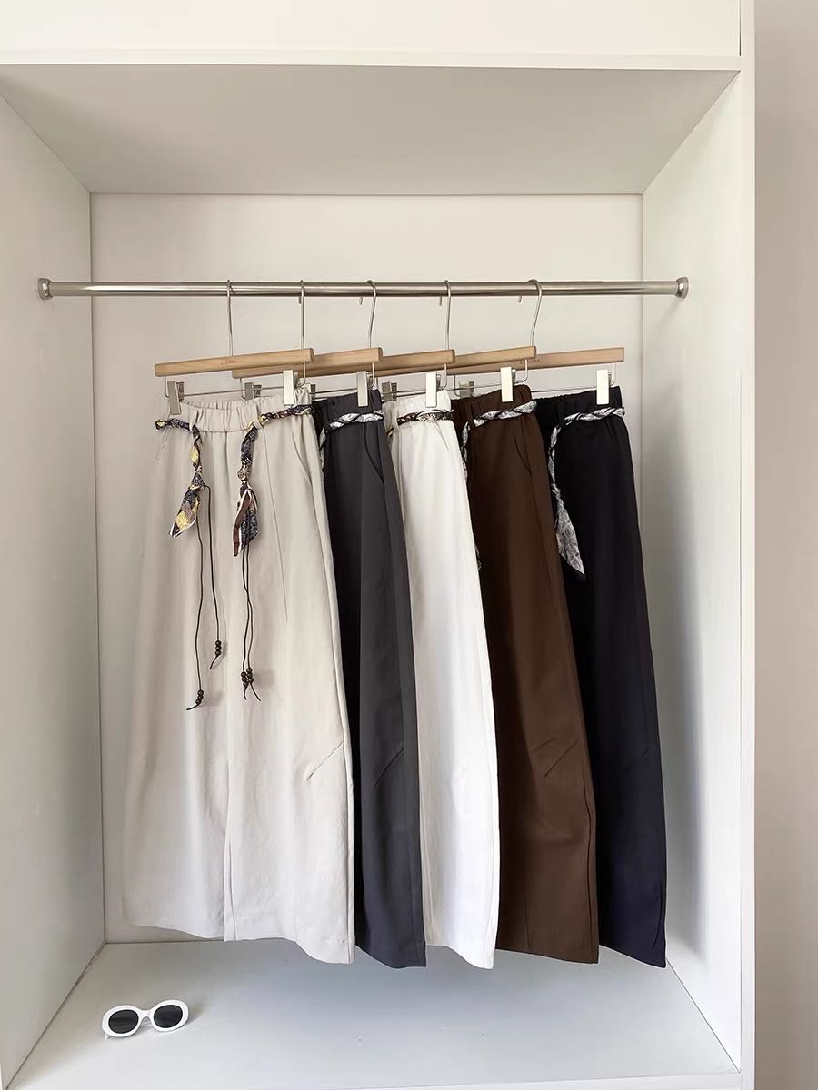 【TIAN XIN YUN】时尚宽松拼接高腰百搭格纹条纹休闲弯刀裤裤-6005#