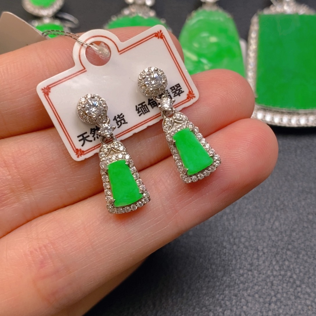 翡翠银S925镶嵌吊坠(不含链)耳坠