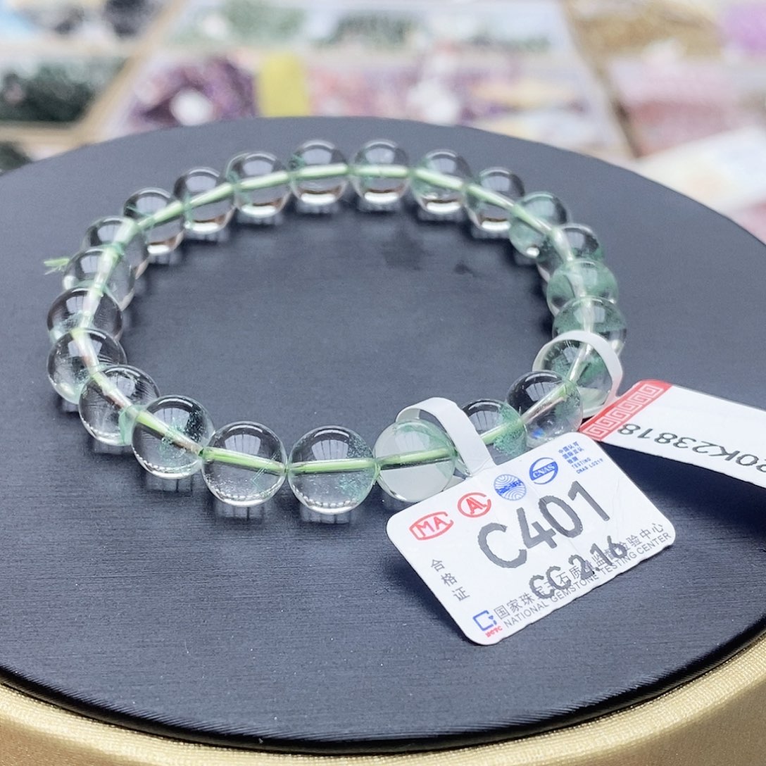 水晶手链未镶嵌C401翠幽灵金字塔8m