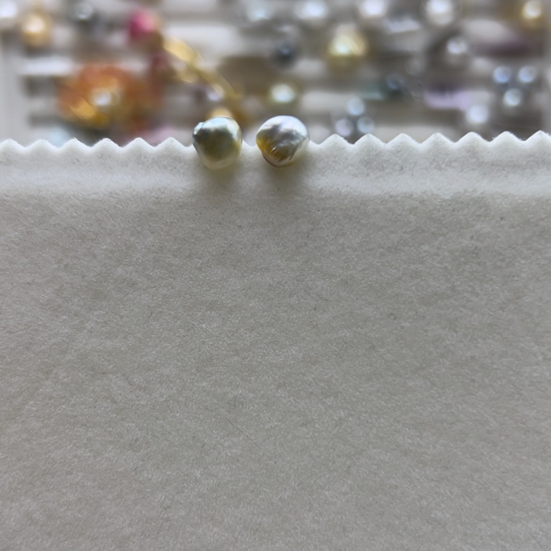 银S925镶嵌耳钉海水珍珠海水金珠keshi素钉