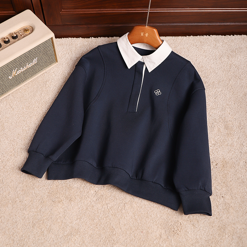 【茧音】儿童秋季翻领长袖卫衣 秋季学院风上衣