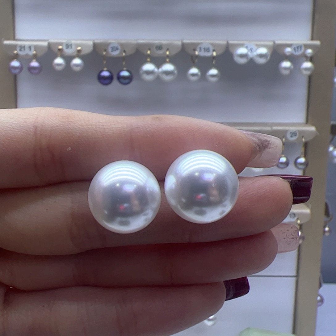 淡水珍珠耳饰18K金镶嵌