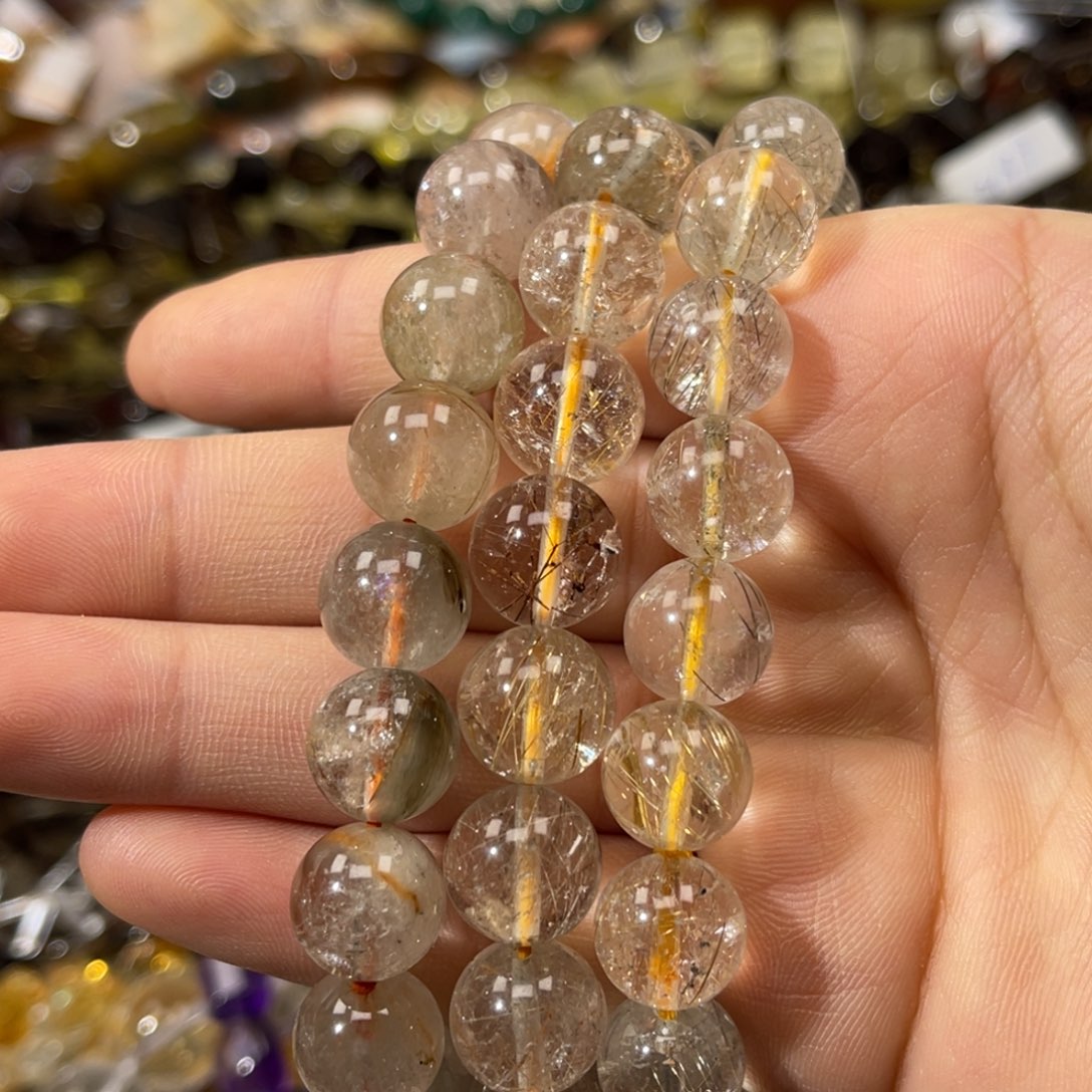 银S925镶嵌发晶珠宝半成品彩发晶卡12