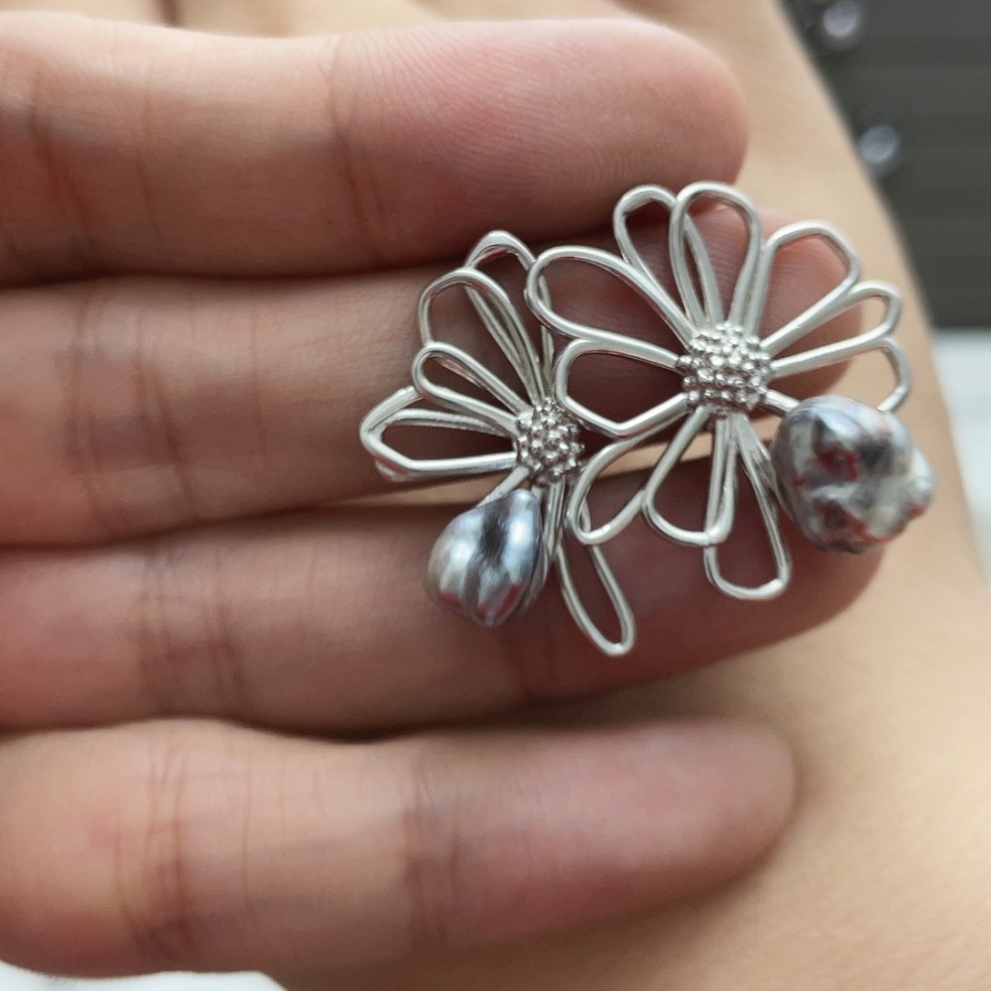 耳饰海水珍珠银S925镶嵌