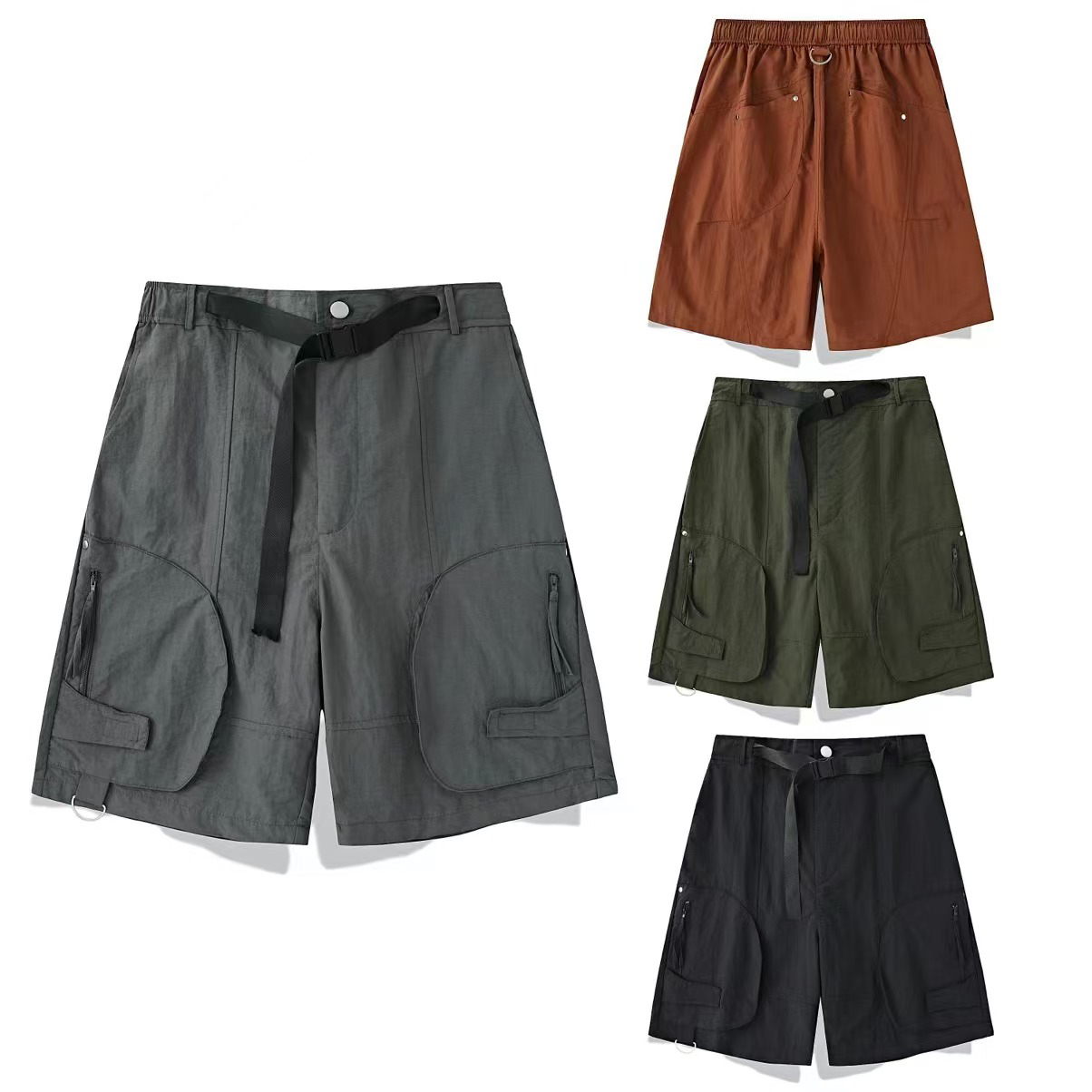 夏季男新款工装休闲多口袋速干薄款宽松舒适百搭潮流时尚透气短裤