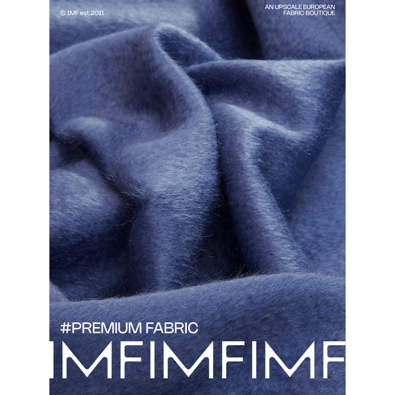 日本织造 羊毛加羊驼面料雾霾蓝色服装布料 幅宽150CM 435G/M