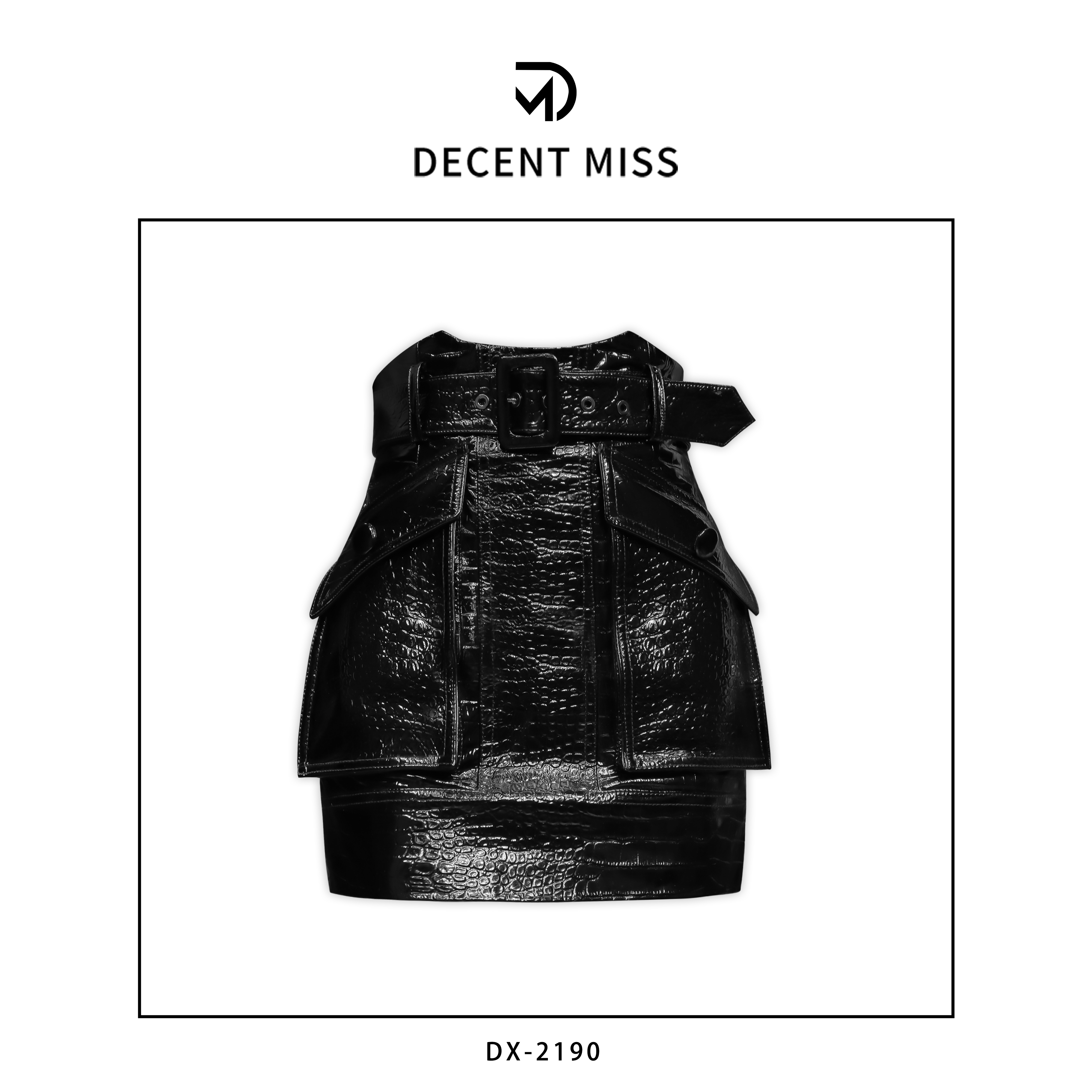 Decent miss 压鳄鱼纹半身皮短裙DX-2190