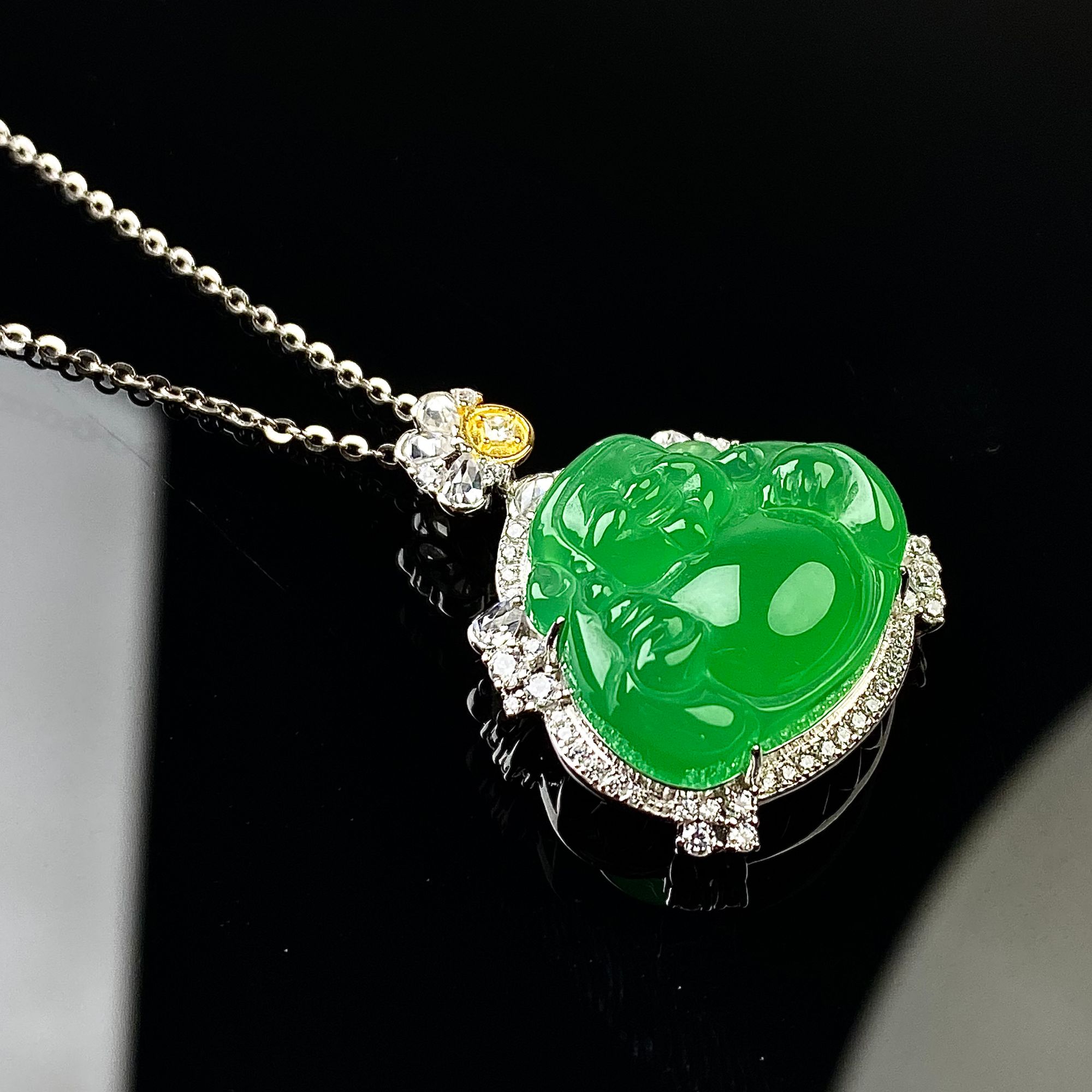 天然小众玉吊坠马料绿玉髓财爷轻奢新中式国风女款（多样性发一）