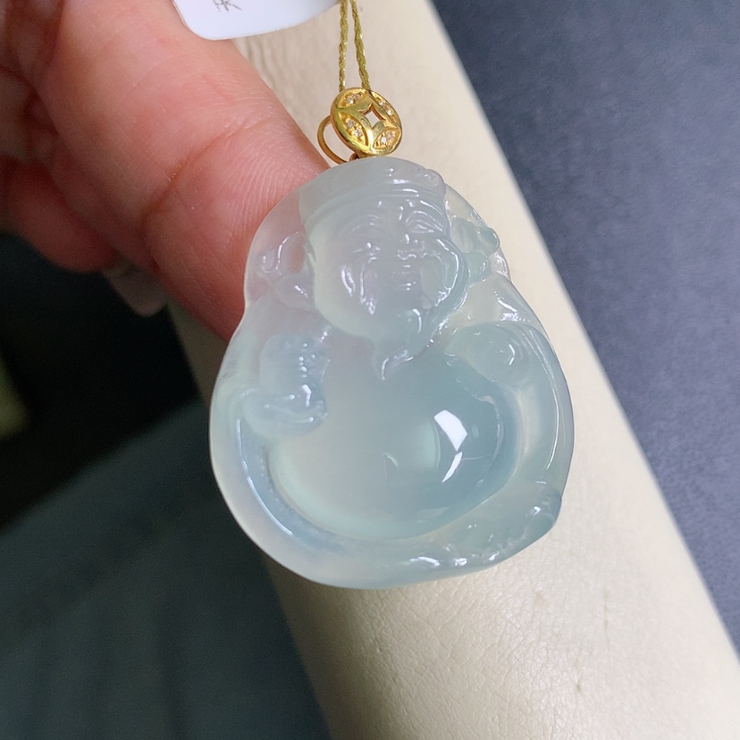 【闪购商品】翡翠颈饰18K金镶嵌财神