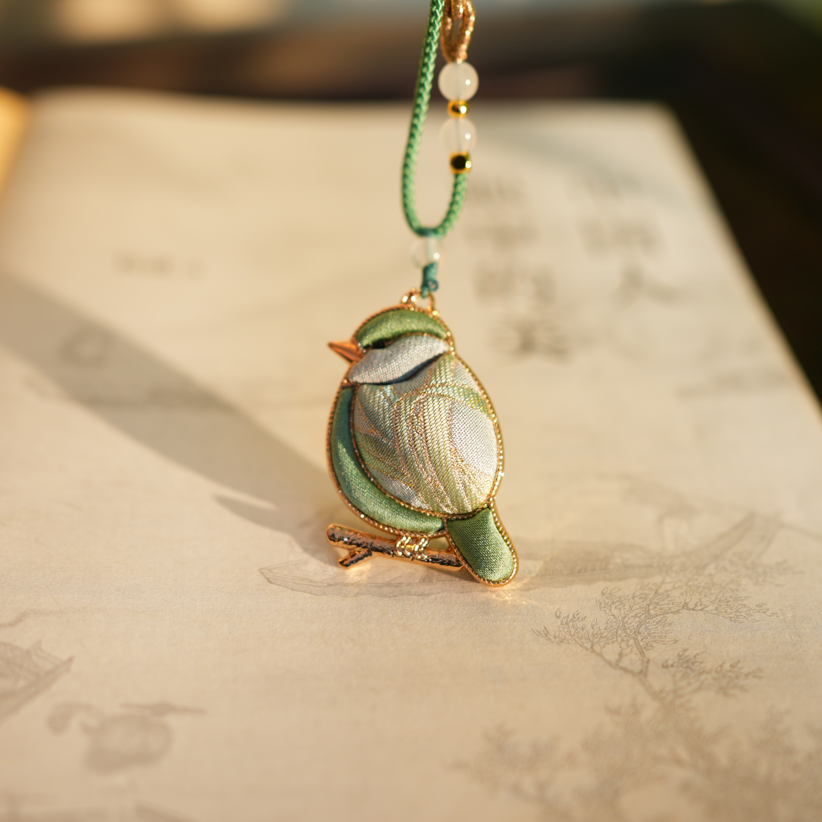 【兰花小鸟项链】LDX非遗宋锦面料 手工制作