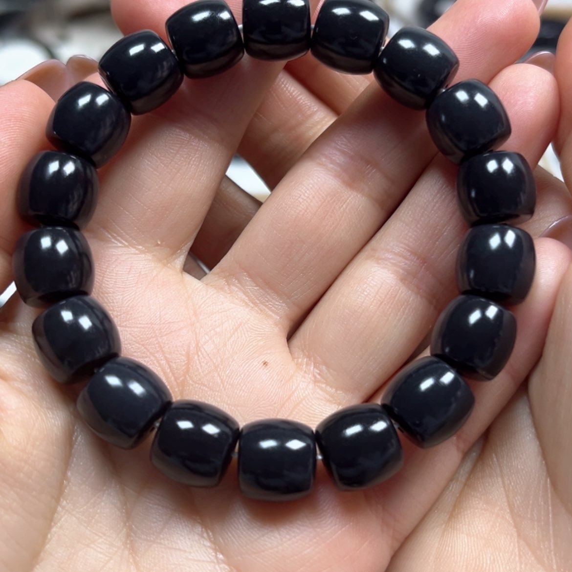 【闪购商品】和田玉（墨玉）卡12直切珠新年福利未镶嵌