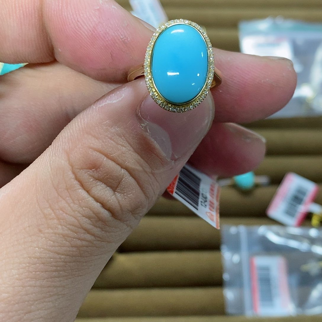 绿松石珠宝奇石18K金镶嵌