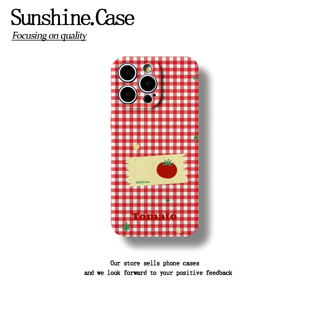 格子番茄菲林软壳适用苹果17华为vivo小米oppo一加防摔手机壳