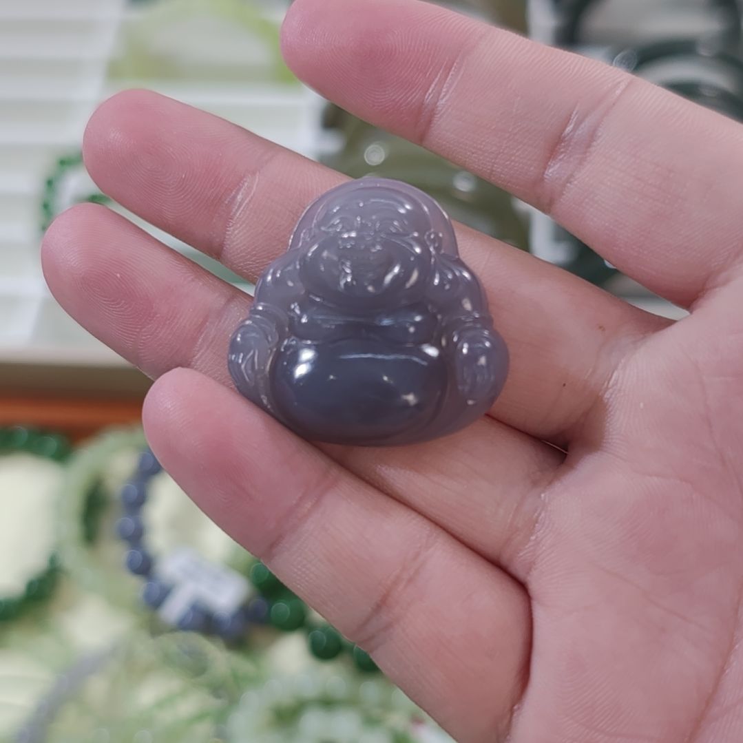 和田玉未镶嵌手链卡35烟紫和田玉大肚佛×1