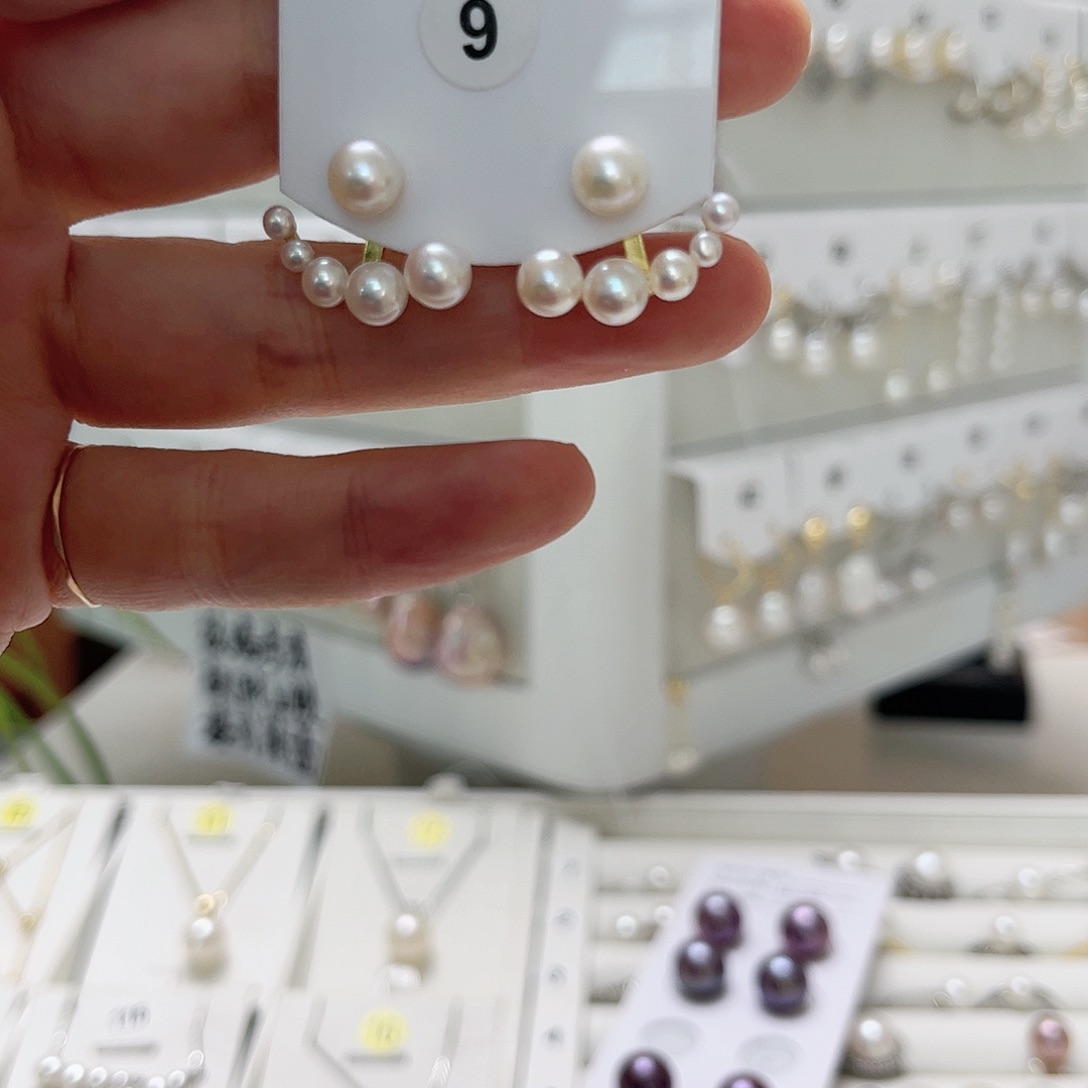 淡水珍珠耳饰银S925镶嵌