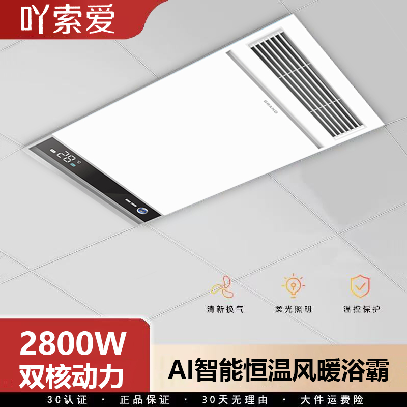 SJL600-W165风暖浴霸灯取暖浴室排气集成顶卫生间多功能冬季取暖