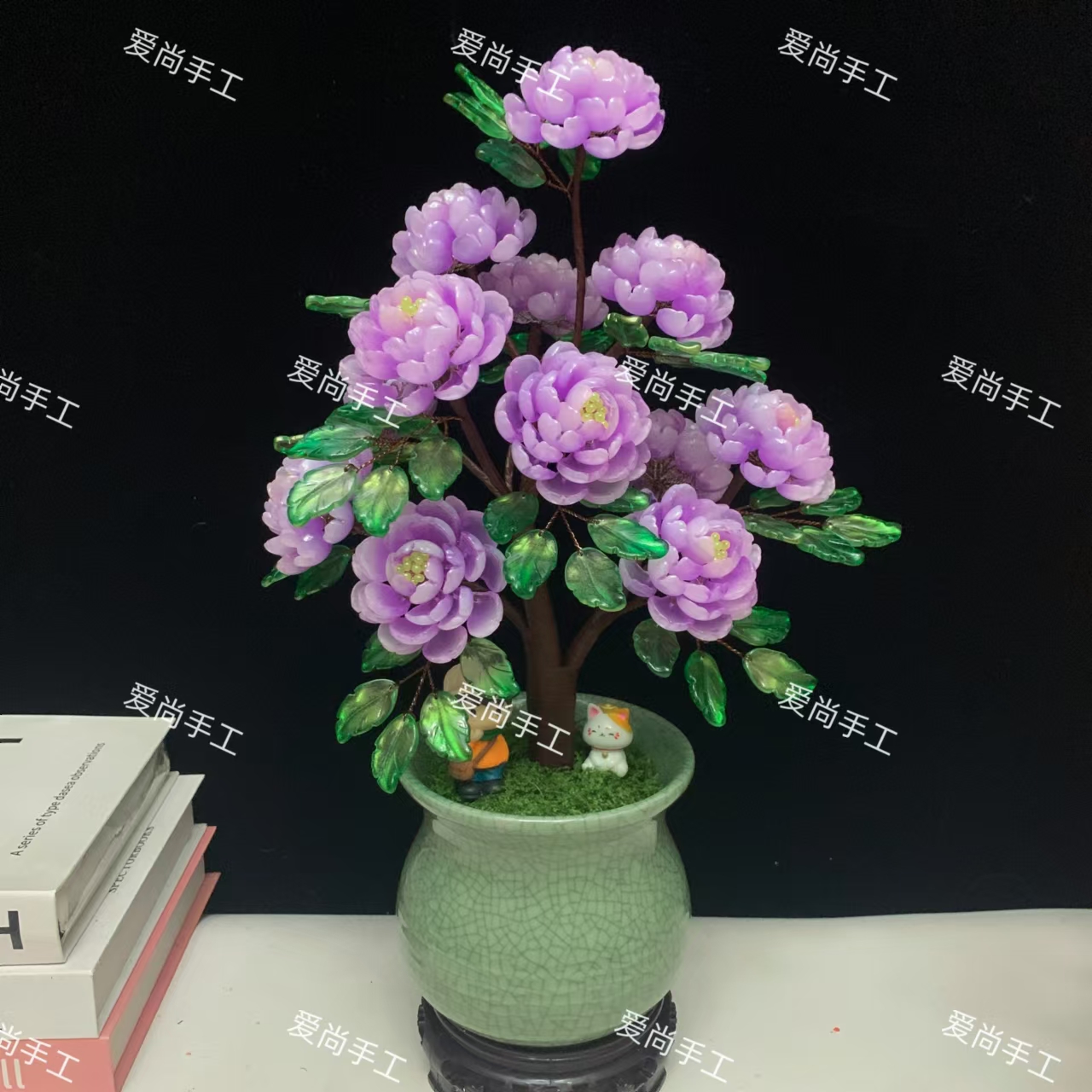 12朵四层琉璃盆栽手工diy花艺牡丹花材料包