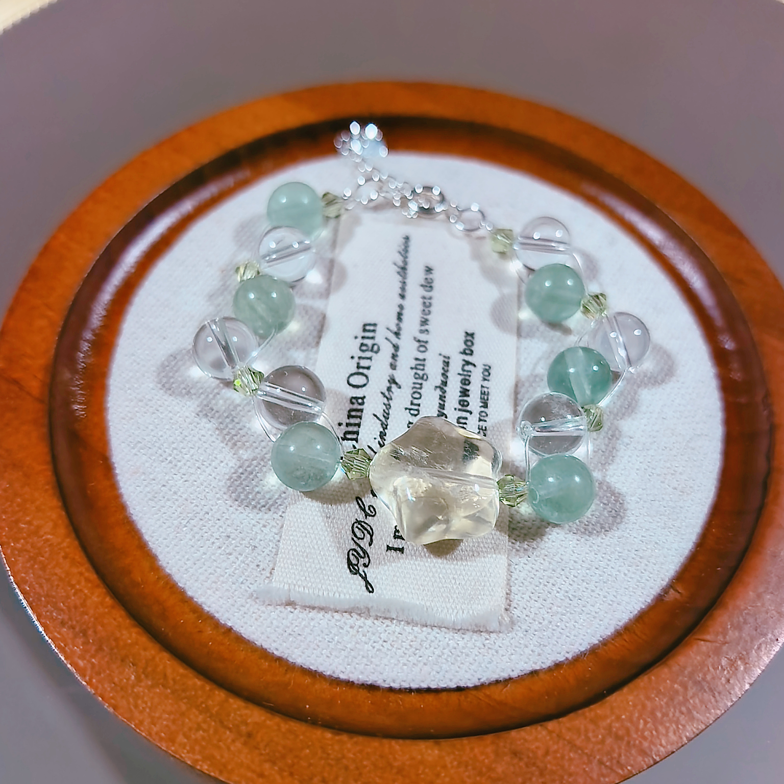 YS0075【淡雅如兰】白水晶萤石设计款手链多样性发其一