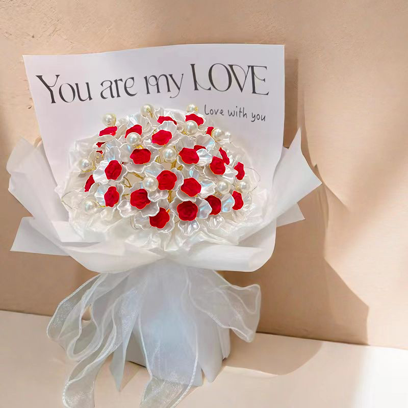 新品丝绒玫瑰花手工花束材料包全套自做仿真手捧花diy高级感