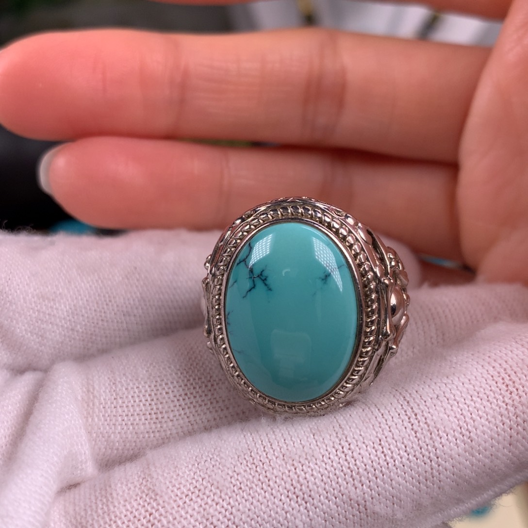 绿松石珠宝奇石银S925镶嵌