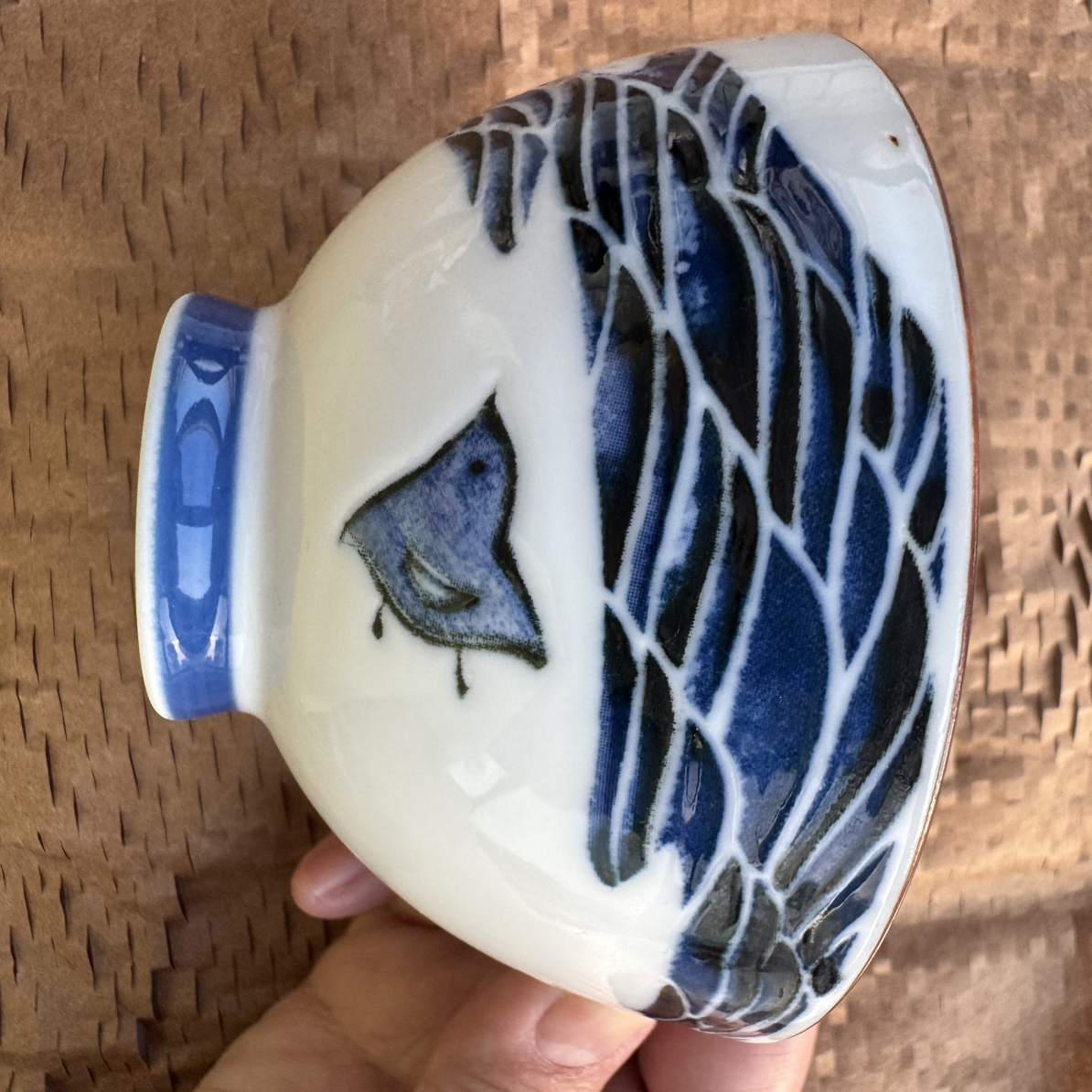 浮雕小鸟手绘青花米饭碗中古商品默认瑕疵no退no换