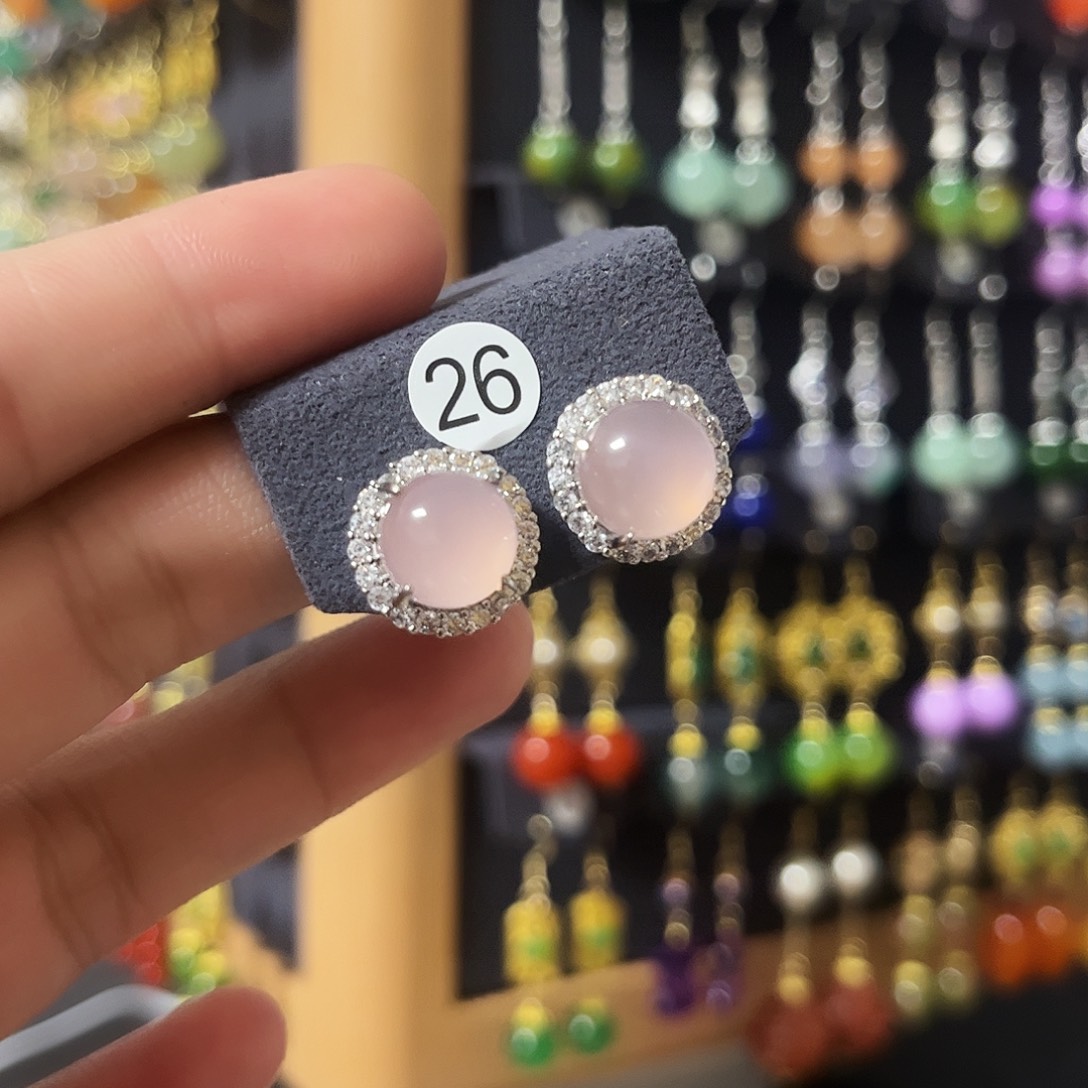 锆石纯铜925银耳饰