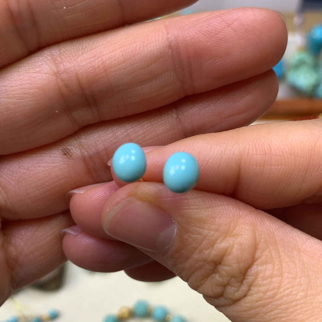 绿松石耳饰18K金镶嵌