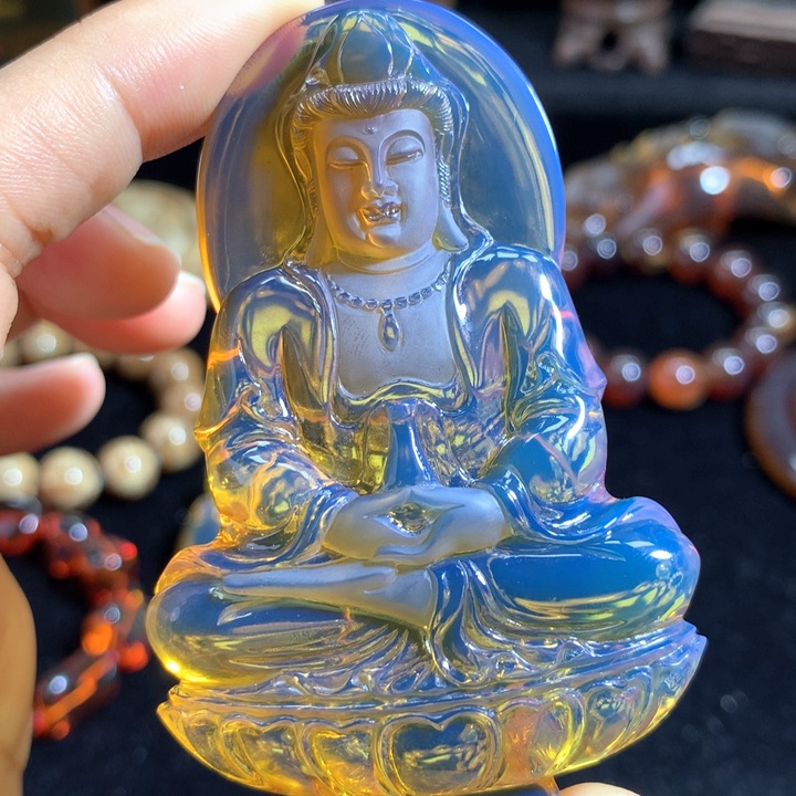 琥珀颈饰未镶嵌大师工立体观音