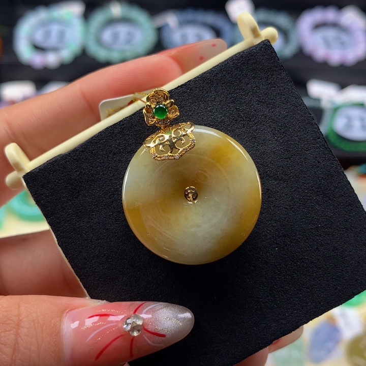 翡翠手链18K金镶嵌翡翠