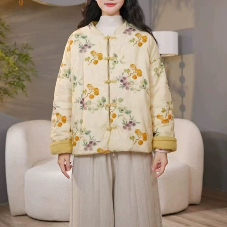 新中式（两面穿 国风棉服）秋冬跳色立领唐装棉衣