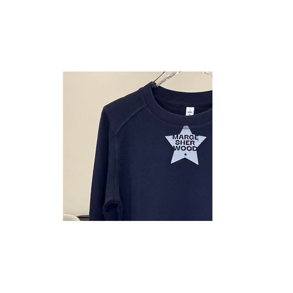 【 星星德绒】印花字母德绒设计感简约风长袖T恤BC202